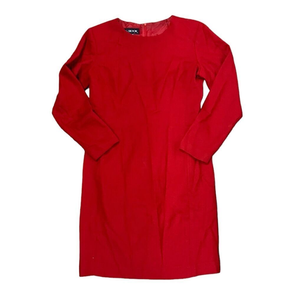 J.G. Hook Red Vintage Wool Cocktail Dress 12